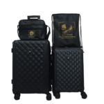 Produksi pabrik bintang koper fiber paket perlengkapan umroh berkualitas warna hitam dengan desain elegan embos